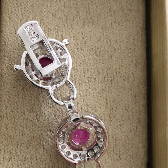 7" Ross Simons Sterling silver pink lab created  Rhodium Over 925 Bracelet. B6 - Picture 7 of 9